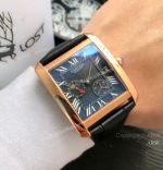 Cartier Tank Moonphase Men Wristwatch - Rose Gold Black Dial